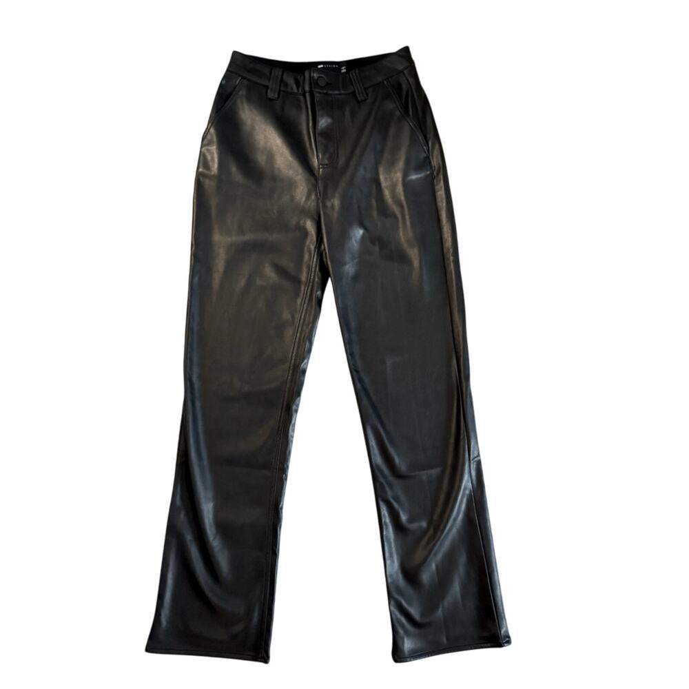 asos DESIGN Vegan Black Leather Womens Pants Sz 2 Moto Biker
